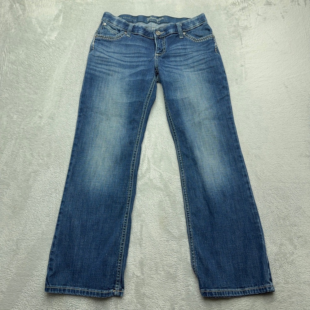 Wrangler Jeans Womens 5x30 Blue Shiloh Ultimate Riding Bootcut Contrast Stitch